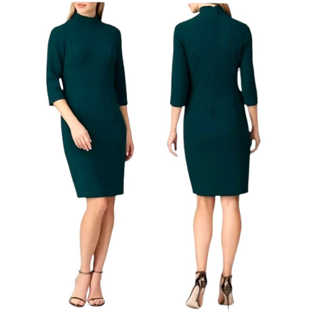 Black Halo Kavita Dress Women 0 Green High Neck Knee Length Sheath Career‎